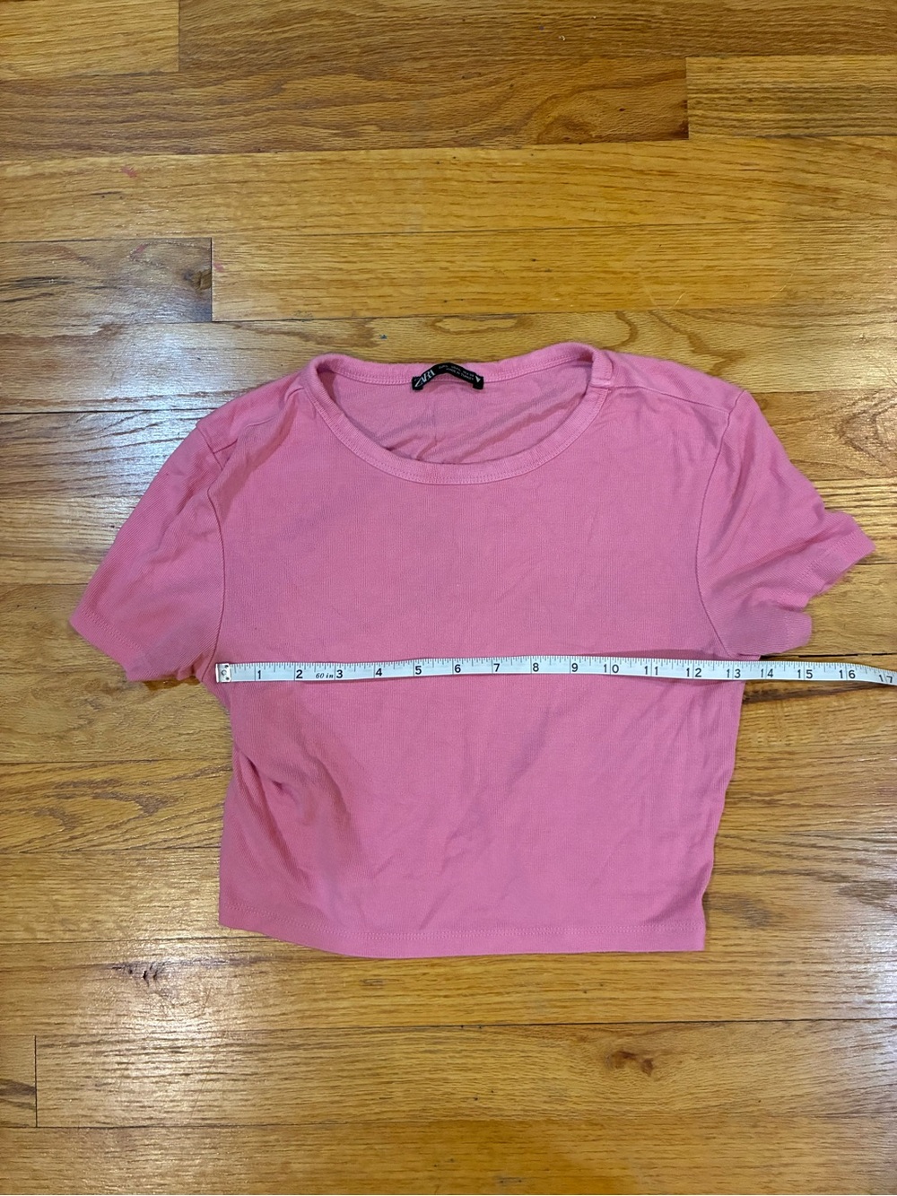 Zara pink ribbed cropped tee
